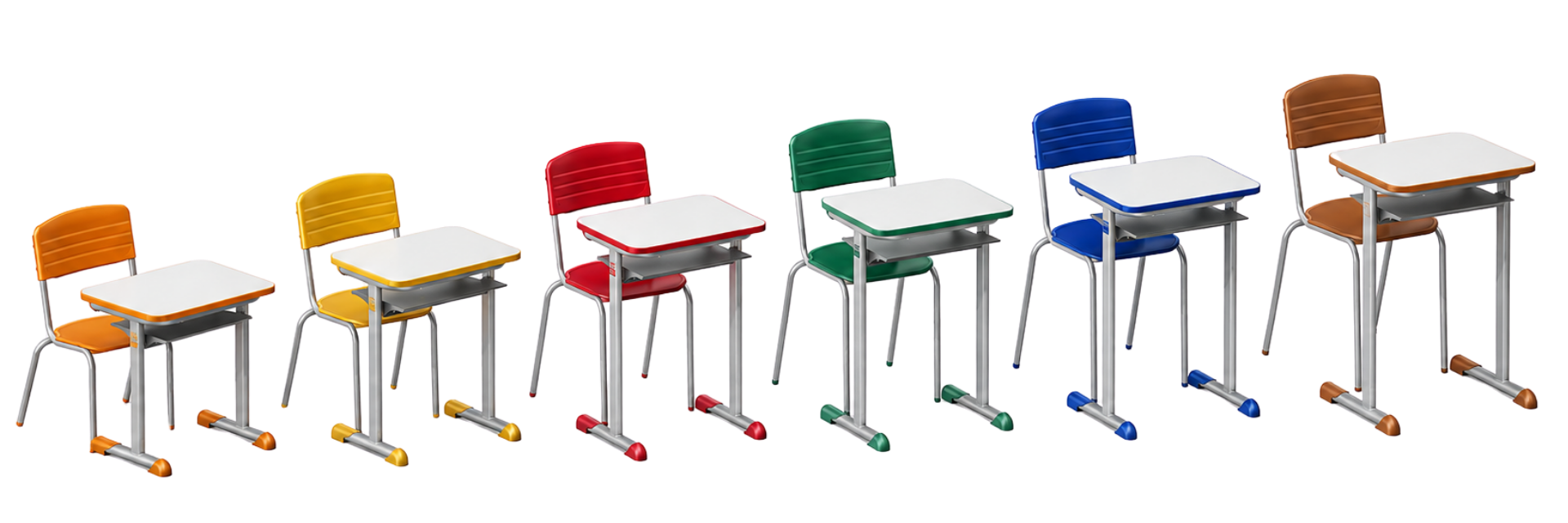 Linha CJA de conjuntos escolares em cores variadas